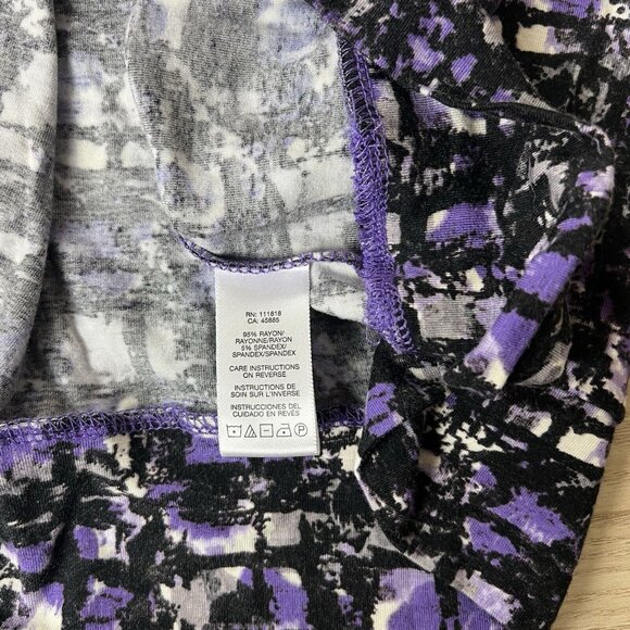 Michael Kors Sleeveless Blouse Plus Size 2X Cowl Neck Purple Black White Knit - Picture 6 of 7